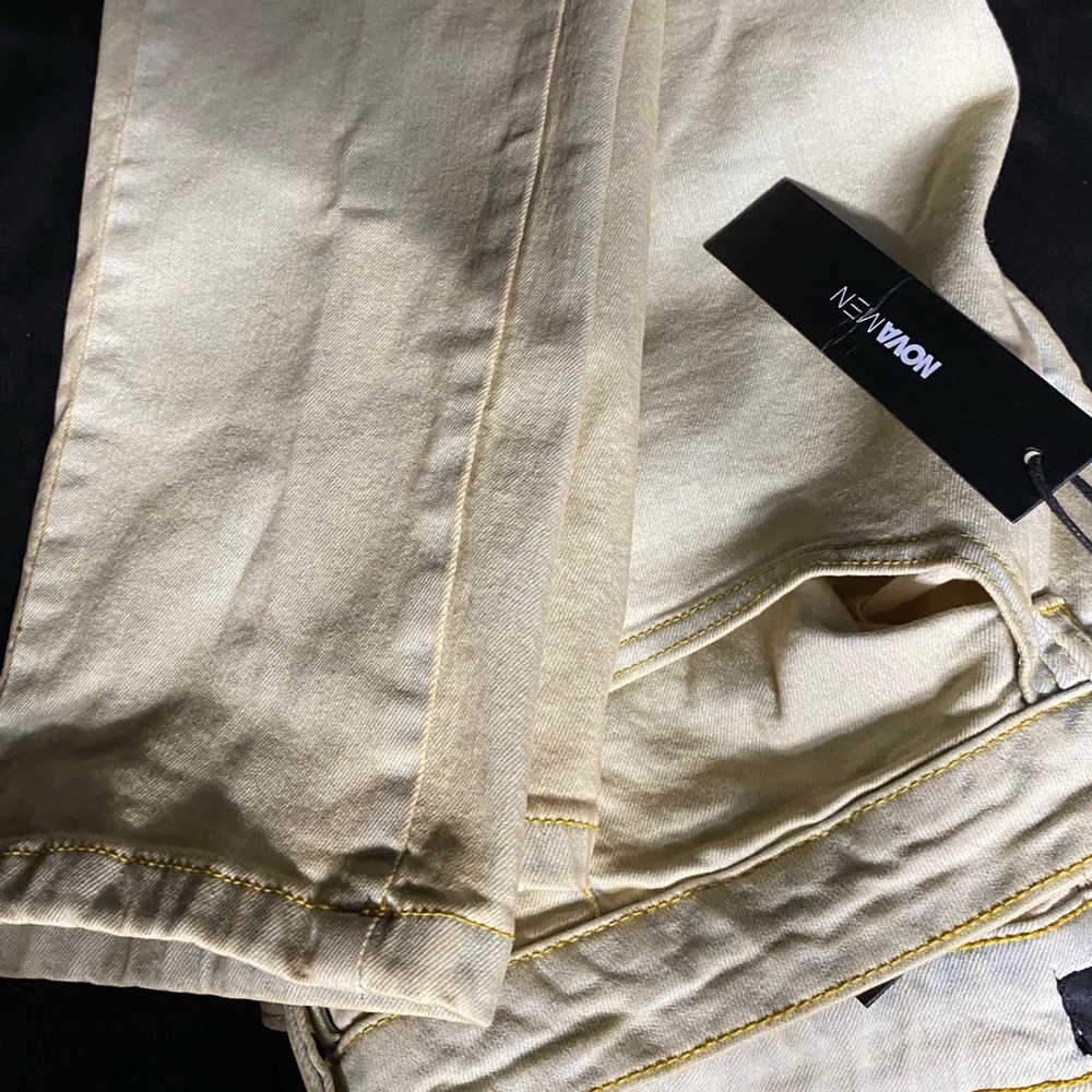 Fashion Nova Men's Straight Jeans - Light Beige